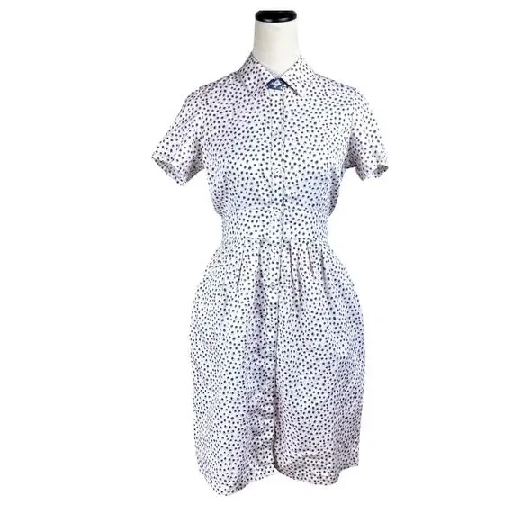 Foxcroft Vienna Short Sleeve Button Up Demure Dots 100% Cotton Shirt Dress - Picture 3 of 13